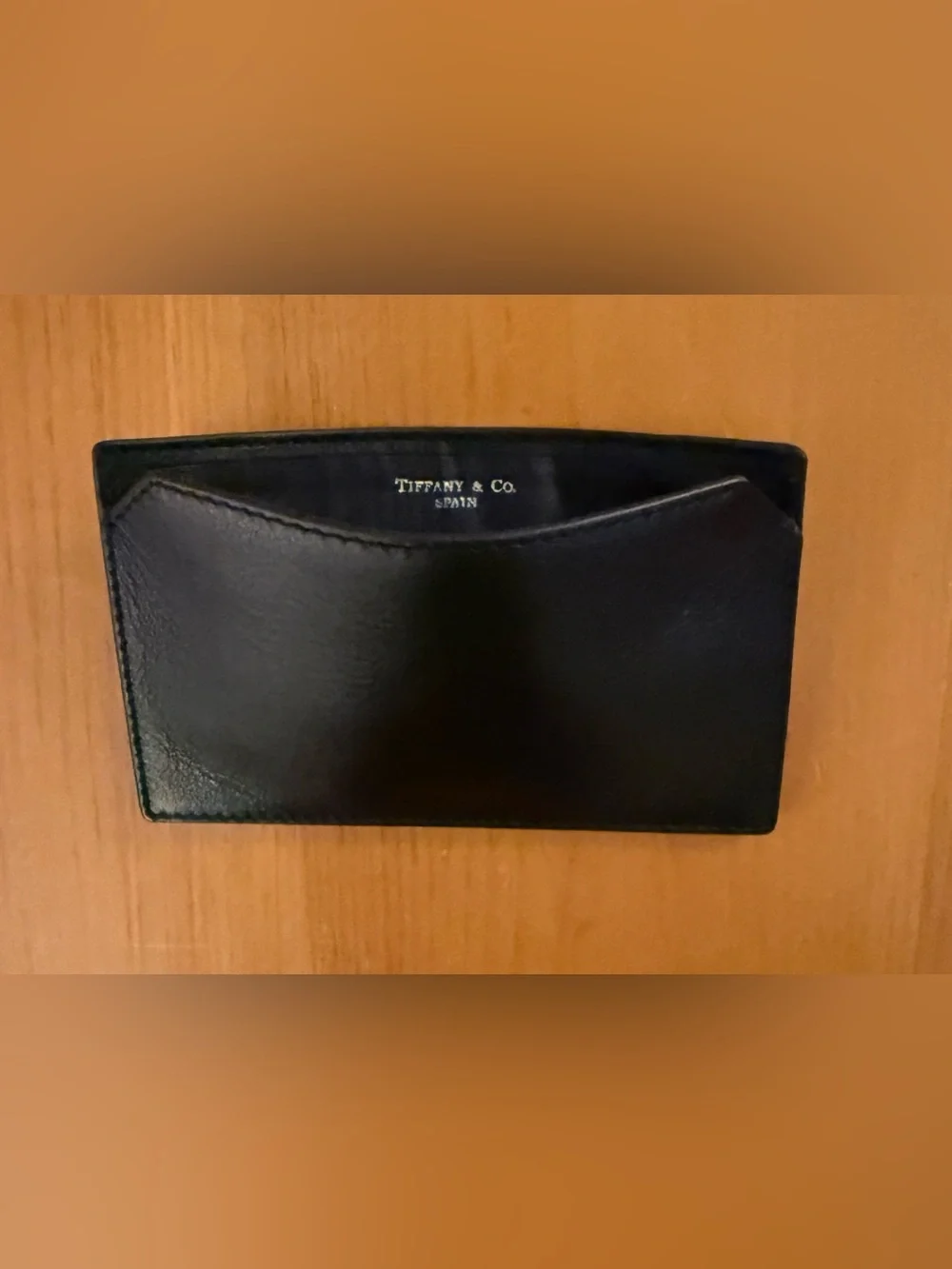Tiffany & Co. Vintage Black Leather 3 1/2 x 5 1/2 Pocket Note Jotter Blue Pouch